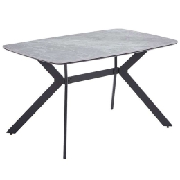 Τραπέζι 635-124-001 160x90x75cm Grey-Black Πέτρα,Μέταλλο