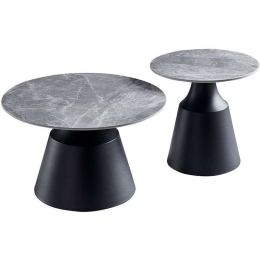 Τραπέζια Σαλονιού (Σετ 2Τμχ) 638-124-005 Φ70x42/50x46cm Grey