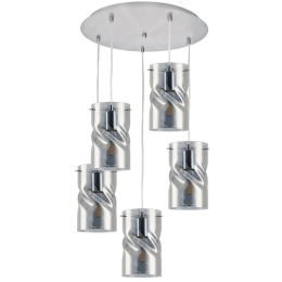 Φωτιστικό Οροφής Twist Smokey 77-8184 5xE27 60W Silver Homelighting Μέταλλο