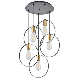 Φωτιστικό Οροφής Hoop 77-8204 5xE27 60W Brass-Black Homelighting Μέταλλο