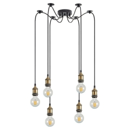 Φωτιστικό Οροφής Magnum 77-8689 55x55x300cm 6xE27 60W Black-Bronze Homelighting