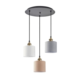 Φωτιστικό Οροφής Κρεμαστό Magnum Flex 77-9030 35x300cm 3xE27 60W White -Grey - Brown Homelighting Μέταλλο,Ύφασμα
