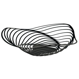 Φρουτιέρα Trinity ACO01 B Φ43x10cm Μεταλλική Black με Δώρο 2 Δαχτυλίδια Πετσέτας Alessi Μέταλλο