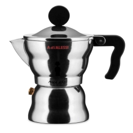 Καφετιέρα Espresso Moca AAM 33/1 7x13,8cm 70ml 1Cup Inox-Black Alessi Ανοξείδωτο Ατσάλι