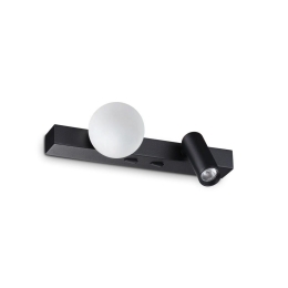 Φωτιστικό Τοίχου Ping Pong 336664 3000K 600lm 21,6x9x9,5cm Black Ideal Lux