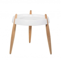 Τραπεζάκι Βοηθητικό Liola ZLS0001 40x47cm White-Natural Zafferano