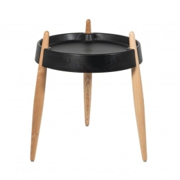 Τραπεζάκι Βοηθητικό Liola ZLS0004 40x47cm Black-Natural Zafferano