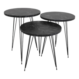 Τραπέζακια Ζιγκόν Marble 890 (Σετ 3Τμχ) 835-122-179 40x52cm Black