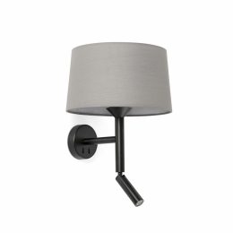 Φωτιστικό Τοίχου Windsor 20223-129 Με Reader 1xE27 29x26,5x39,2cm Black-Grey Faro Barcelona