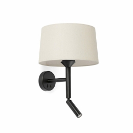 Φωτιστικό Τοίχου Windsor 20223-150 Με Reader 1xE2 29x26,5x39,2cm Black-Linen Faro Barcelona