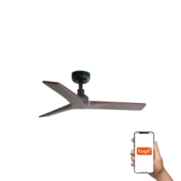 Ανεμιστήρας Οροφής Klim S 34278WT Tuya Smart D92,5cm Black-Dark Walnut Faro Barcelona