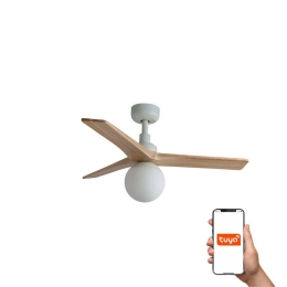 Ανεμιστήρας Οροφής Klim S 34281WT-11L Tuya Smart D92,5cm 1xE27 White-Oak Faro Barcelona
