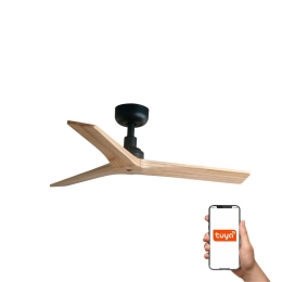 Ανεμιστήρας Οροφής Klim S 34284WT Tuya Smart D92,5cm Black-Light Oak Faro Barcelona