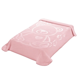 Κουβέρτα Βρεφική Βελουτέ Ανάγλυφη Kids Colour Pink Mora Κούνιας 110x140cm Ακρυλικό-Πολυέστερ