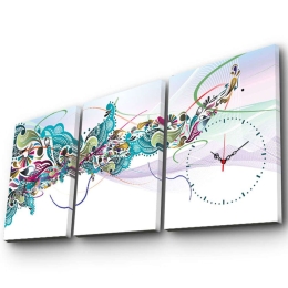 Πίνακας Καμβάς Με Ρολόι (Σετ 3Τμχ) 228CLA3603 30x40cm Multi Wallity Κάθετοι Ξύλο, Καμβάς