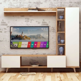 Σύνθεση Τηλεόρασης Rambuty 811MDD3003 170x37x154cm White-Oak