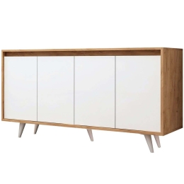 Μπουφές Shans 811MDD3405 140x40x86cm Oak-White Μοριοσανίδα, Μελαμίνη