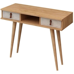 Κονσόλα Lawen 811MDD3909 100x30x87,6cm Oak-White Μοριοσανίδα,Ξύλο