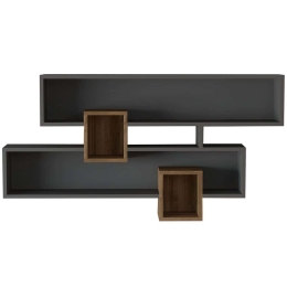 Ραφιέρα Τοίχου Karen 835PUQ1608 120x22x72,2cm Walnut-Anhtacite
