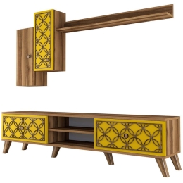 Σύνθεση Τηλεόρασης Class 845HCT3014 180x35x44cm Walnut-Yellow