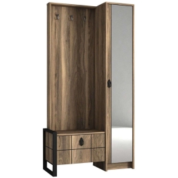 Έπιπλο Εισόδου Lost 804TRH4102 90x35x180cm Walnut Μοριοσανίδα, Μέταλλο