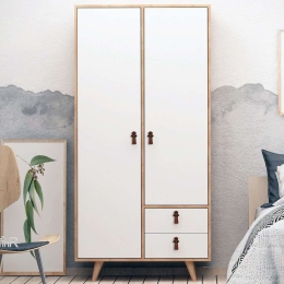 Ντουλάπα Δίφυλλη Musso 811MDD4904 100x52x190cm Oak-White Δίφυλλη