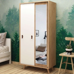 Ντουλάπα Δίφυλλη Yahha 811MDD4906 100x60x190cm Oak-White Δίφυλλη
