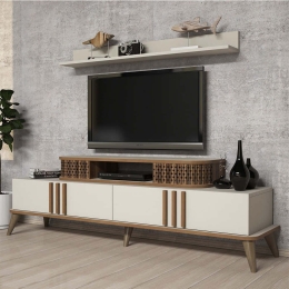 Σύνθεση Τηλεόρασης Eylul 845HCT3061 168x39x51,6cm Walnut-Cream