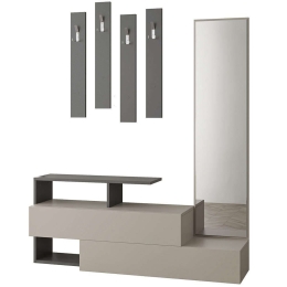 Έπιπλο Εισόδου Ramda 855DTE4005 137x35x154cm Light Mocha-Anthracite Μοριοσανίδα, Μελαμίνη