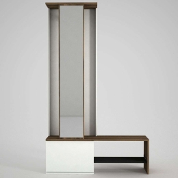 Έπιπλο Εισόδου Ponte 804TRH4107 120x34,8x199,3cm White-Walnut Μοριοσανίδα, Μέταλλο