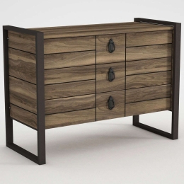 Κονσόλα Lost 804TRH3519 94,4x44,5x77,6cm Walnut-Black Μοριοσανίδα, Μέταλλο