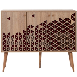 Μπουφές Mega 863SPH3937 120x36x90cm Oak-Red Μοριοσανίδα,Ξύλο