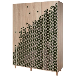 Ντουλάπα Τρίφυλλη Mode 863SPH4209 135x52x192cm Oak-Green Τρίφυλλη