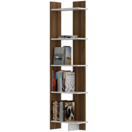 Βιβλιοθήκη Als 875ZNA3602 45x22x170cm Walnut-White
