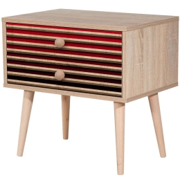 Κομοδίνο Two 869VEL3512 60x40x61cm Oak-Red