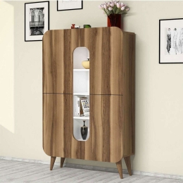 Ντουλάπι Mine 845HCT3906 93x31,8x144cm Walnut-White Μοριοσανίδα, Μελαμίνη