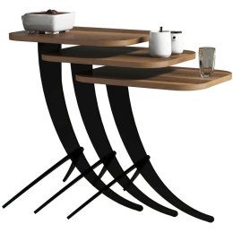 Ζιγκόν Pion (Σετ 3Τμχ) 845HCT2843 35x45x60/54,5/48,5cm Walnut-Black