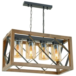 Φωτιστικό Οροφής - Ράγα Zikzak 890BCN1129 60x30x70cm 4xE27 40W Walnut-Black Opviq