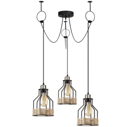 Φωτιστικό Οροφής Fiko 892OPV1688 Φ97x131cm 3xE27 40W Natural-Black Opviq