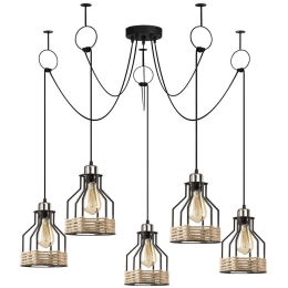 Φωτιστικό Οροφής Fiko 892OPV1689 Φ117x131cm 5xE27 40W Natural-Black Opviq