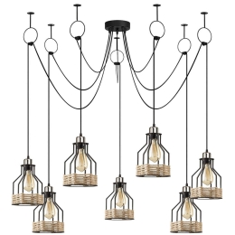Φωτιστικό Οροφής Fiko 892OPV1690 Φ137x131cm 7xE27 40W Natural-Black Opviq