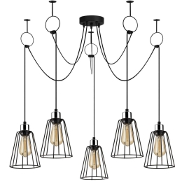 Φωτιστικό Οροφής Tel 892OPV1708 Φ115x130cm 5xE27 40W Black Opviq