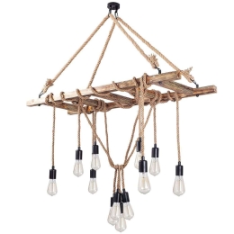 Φωτιστικό Οροφής Erebos 521SHN3114 120x42x137cm 12xE27 40W Natural-Black Opviq