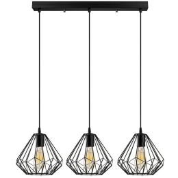 Φωτιστικό Οροφής - Ράγα Diamond 521SHN3393 73x117cm 3xE27 40W Black Opviq