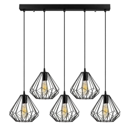 Φωτιστικό Οροφής - Ράγα Diamond 521SHN3395 93x117cm 5xE27 40W Black Opviq