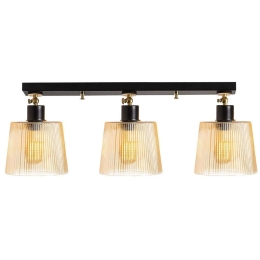 Φωτιστικό Οροφής - Πλαφονιέρα Kemer 525NOR1164 Φ68x24cm 3xE27 40W Black-Gold Opviq