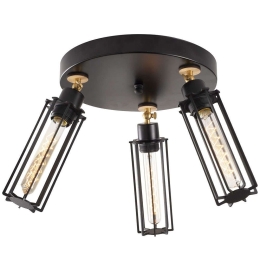 Φωτιστικό Οροφής - Πλαφονιέρα Likya 525NOR1473 Φ50x30cm 3xE27 40W Black-Gold Opviq