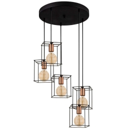 Φωτιστικό Οροφής Selimiye 525NOR1552 Φ45x110cm 5xE27 40W Black-Copper Opviq