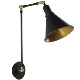 Φωτιστικό Τοίχου - Απλίκα Berceste 525NOR3156 Φ20x56cm E27 40W Black-Gold Opviq