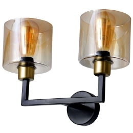 Φωτιστικό Τοίχου - Απλίκα Napoli 534LUN4104 35x20x26cm 2xE27 40W Black-Gold Opviq